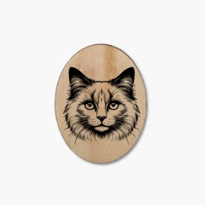 Katzenmagnet aus Holz „Ojos Azules 22“