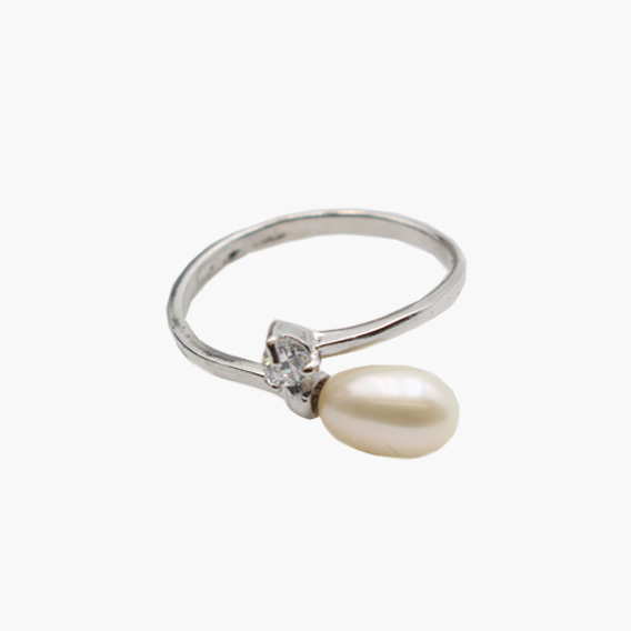 Perlen Ring mit Glitzerstein – Bild 2