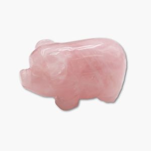 Steinfigur Schwein aus Rosenquarz