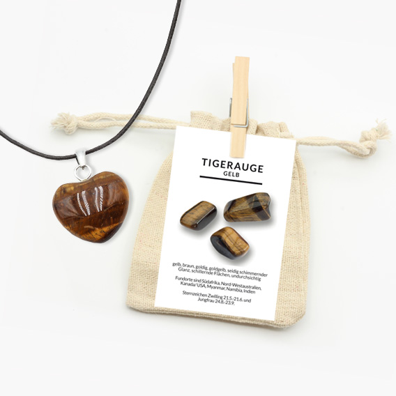 Herz Anhänger bauchig aus Tigerauge – Bild 2