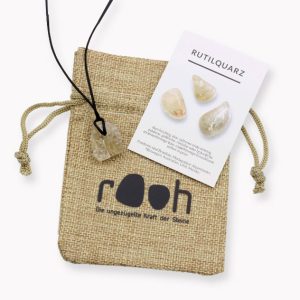 „Rooh“ Rohstein Anhänger Rutilquarz