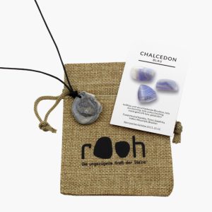 „Rooh“ Rohstein Anhänger Chalcedon Rosette