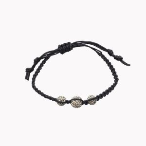 Geflochtenes Armband mit silvershade Glitzerperlen (größenverstellbar)